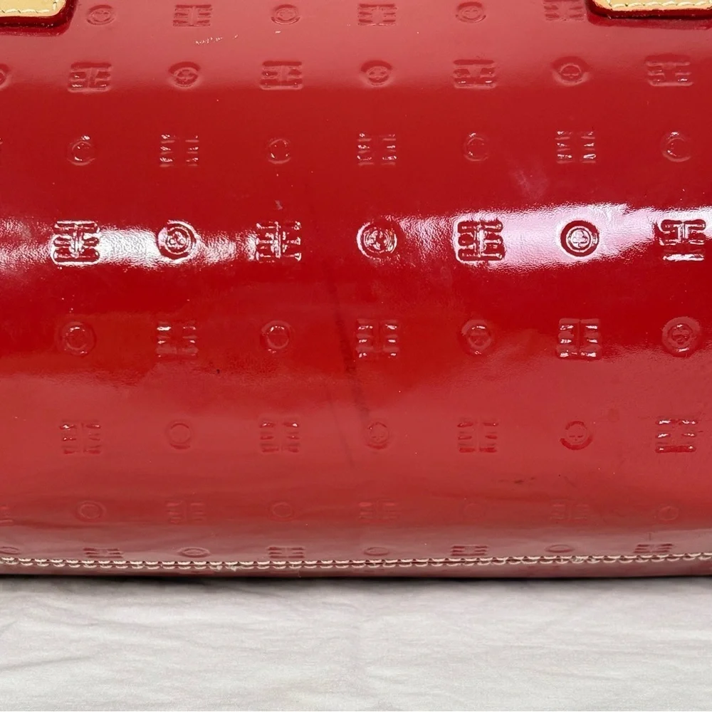 ARCADIA Patent Leather Dome Top Handle Satchel Bag Purse - Picture 14 of 16